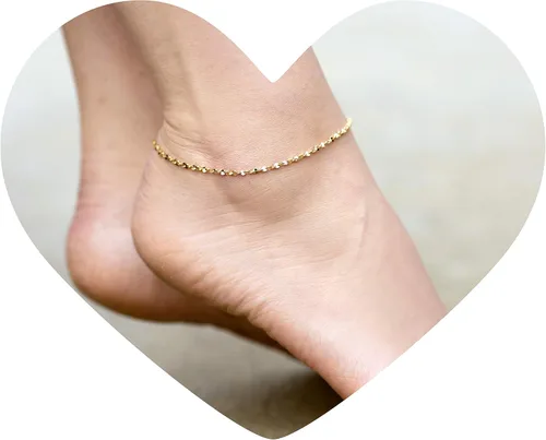 Miniatura 2 de LIFETIME JEWELRY Tobillera de 0.059in trenzado Nugget para mujer pulsera chapada en oro de 24 quilates