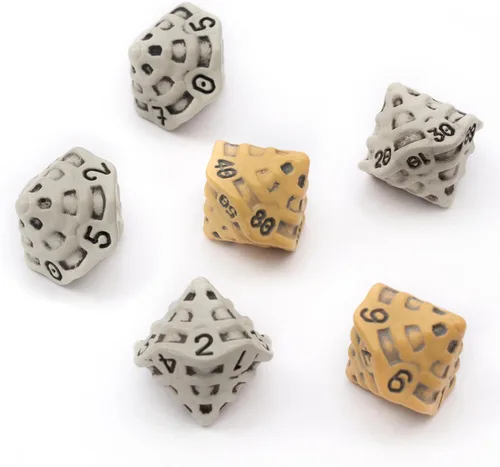 Miniatura 15 de Juego de dados DND - Juego de 7 dados poliédricos de calavera y hueso RPG - D20, D12, D10, D10, D8, D6 y D4 caras. Regalo genial y único para Hueso