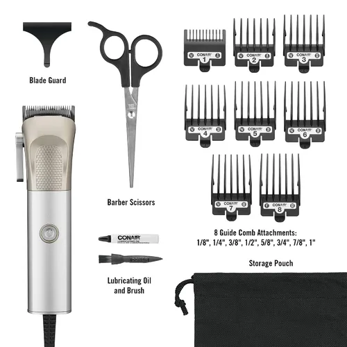 Miniatura 5 de Conair MAN - Cortadora de pelo para hombre, kit de corte de pelo para el hogar de 13 piezas con cortaúñas profesional de alto rendimiento MetalCraft
