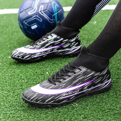 Miniatura 3 de UYO Tacos de fútbol para hombre, zapatos de fútbol AGFG High-Tops con cordones antideslizantes
