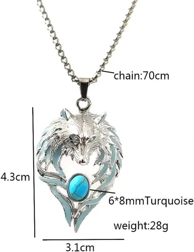 Miniatura 2 de Collar de lobo para mujeres y hombres, collar luminoso con colgante de cabeza de lobo vikingo, regalo de Halloween, joyería que brilla