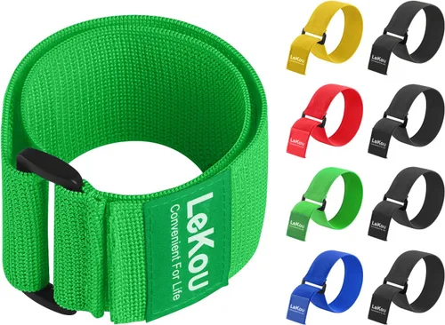 Correas elásticas de cincha de 2 x 18 pulgadas (paquete de 8), correas elásticas de almacenamiento de velcro con hebilla – bicicleta, camión,