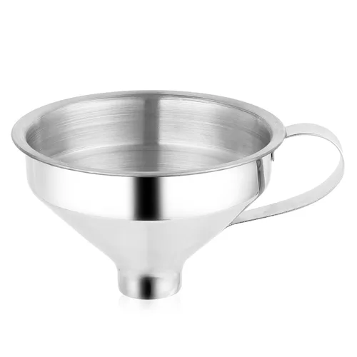 Aozita Embudo de especias de acero inoxidable 18/8 con mango para tarros de especias, herramientas de cocina de grado profesional
