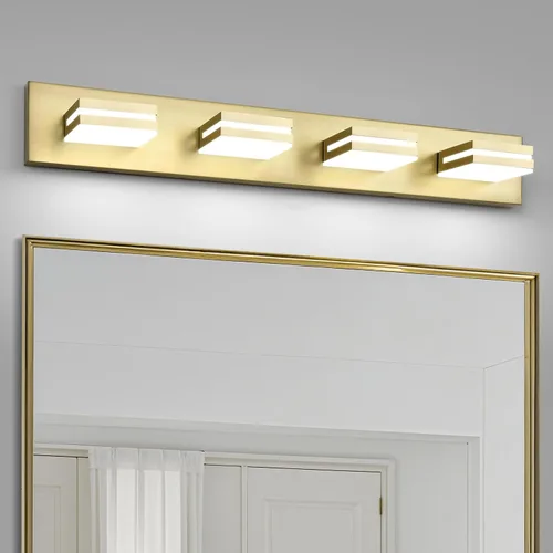Miniatura 20 de OKELI Lámpara LED de tocador de baño de 3 luces, accesorios de iluminación de pared de baño modernos dorados sobre espejo (3CCT, 3000K-6000K)