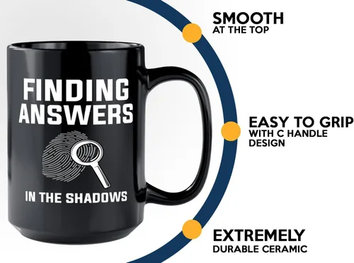 Miniatura 5 de Taza de café detective de 15 onzas, color negro, encontrando respuestas en - oficial de policía policía patrulla detective sheriff aplicación