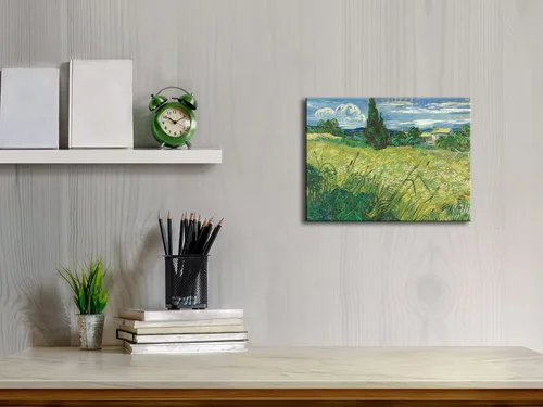 Miniatura 2 de Wieco Art Green Field 1889 - Lienzo decorativo clásico de Van Gogh, arte de pared estirado listo para colgar para decoración de oficina en casa