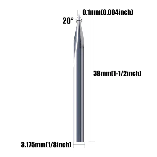 Miniatura 2 de HUHAO Brocas rectas para enrutador recto, brocas de grabado en V de 20 grados, vástago de 1/8, 2 flautas, puntas de 0.004 in, brocas de herramienta