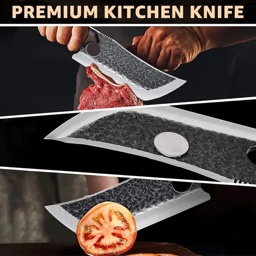 Miniatura 5 de DRGSKL Cuchillo Hendidor de Carne Forjado a Mano Cuchillos de Carnicero para Padres para Cortar Carne Cuchillo de Chef de Espiga Completa con Funda