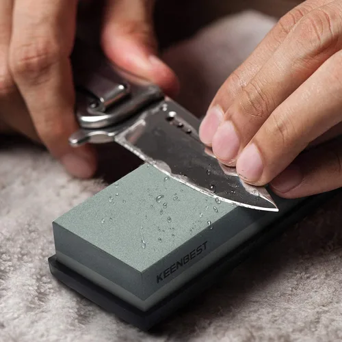 Miniatura 4 de KEENBEST Actual Grit - Juego de piedra de afilar de material de primera calidad, 2 lados, 400 1000, afilador de cuchillos de cocina, piedras húmedas