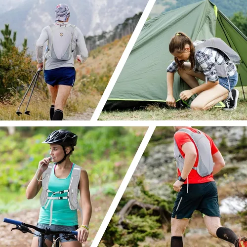 Miniatura 8 de Mochila de hidratación con bolsa de agua de 2 L, chaleco ligero y transpirable para correr, correas ajustables para el pecho, paquete de agua