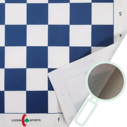 Miniatura 5 de Tablero de ajedrez profesional estándar, 20 x 20 pulgadas de tamaño con cuadrados de 2.25 pulgadas. Tela de fieltro 100% duradera. Impermeable y Azul