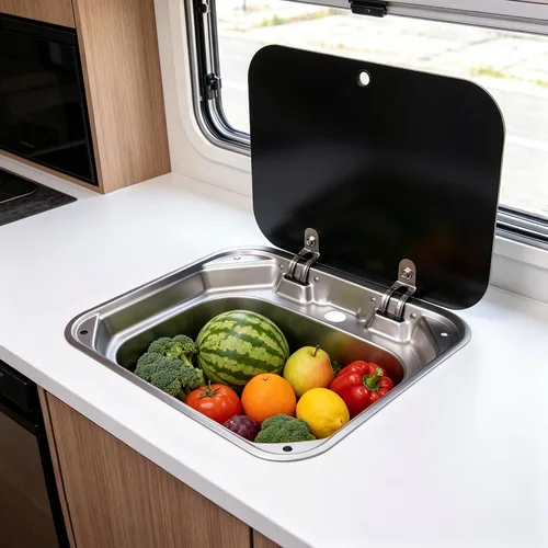Fregadero de cocina y bar de 17 pulgadas de montaje inferior para autocaravana, estación de trabajo, cuenco individual, lavabo para lavado de manos