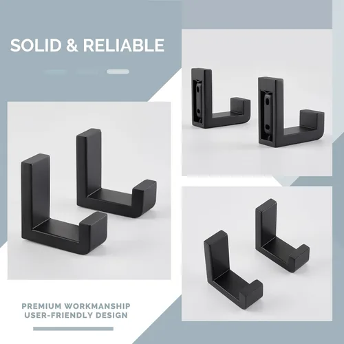 Miniatura 8 de Gancho Simple de Ángulo para Toalla Negro Mate 2 Pack, Gancho para Abrigo de Baño de Acero Inoxidable 304 para Pared