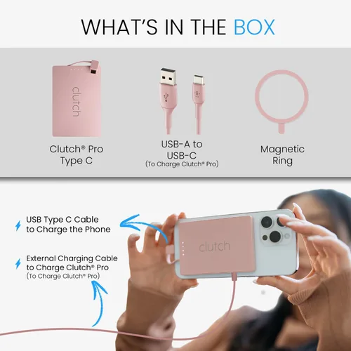 Miniatura 4 de Clutch - Cargador portátil Pro USB-C - Compatible con iPhone 15, 16, 17 y dispositivos Android - Batería magnética de banco de energía - Aprobado
