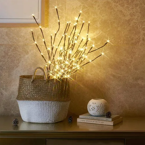 Miniatura 9 de Vanthylit - Juego de 2 estacas de ramas marrones iluminadas de 30 pulgadas (3 unidades), luz de camino cálida de 120 LED para exteriores e