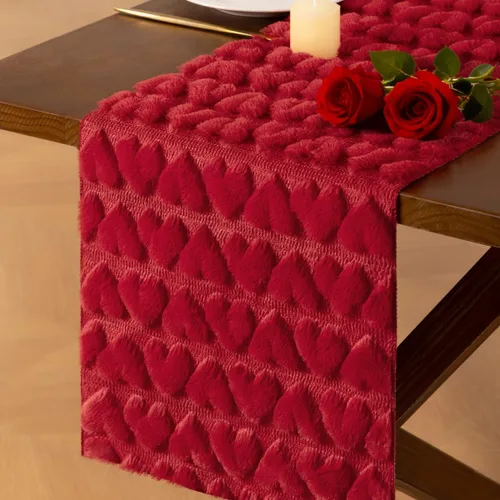 Miniatura 10 de Socomi Camino de mesa de terciopelo negro para el día de San Valentín, decoración de 20 x 120 pulgadas, tela de 10 pies, camino de boda de Acción