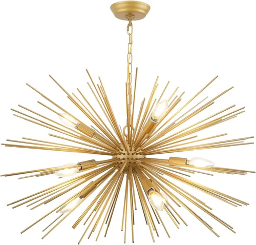 Miniatura 15 de Candelabros Sputnik modernos dorados de 20 pulgadas, lámpara de techo semiempotrada de 4 luces de mediados de siglo, candelabros satélite Starburst