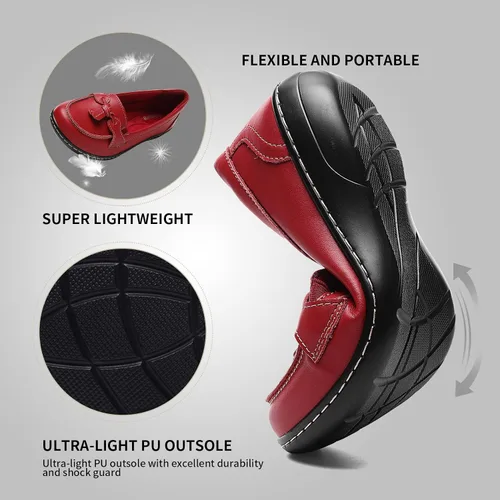 Miniatura 5 de Artisure Mocasines de cuero clásicos y cómodos para mujer, estilo casual, con borlas, bonitos zapatos de vestir para el trabajo, oficina, zapatos