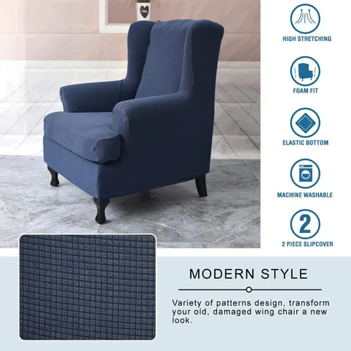 Miniatura 5 de KRFOONN Fundas para Silla con Respaldo de Alas, 2 Piezas, Fundas Elásticas de Elastano para Silla con Respaldo de Alas, Fundas para Sofá, Fundas