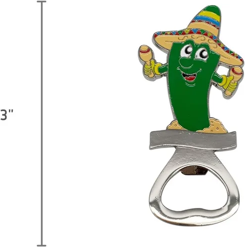 Miniatura 2 de E.H.G - Abridor de botellas de metal jalapeño mexicano para nevera