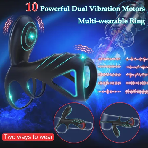 Miniatura 5 de Anillo vibrador para el pene vibrador, vibrador portátil para parejas masculinas y adultas, juguetes sexuales para hombres y parejas, anillos