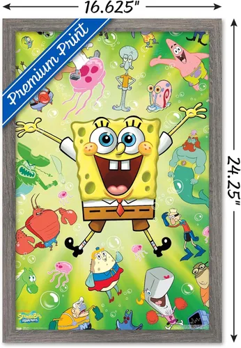 Miniatura 3 de Trends International Nickelodeon Bob Esponja - Póster de pared de explosión, 14.725 x 22.375 pulgadas, versión enmarcada de madera de granero