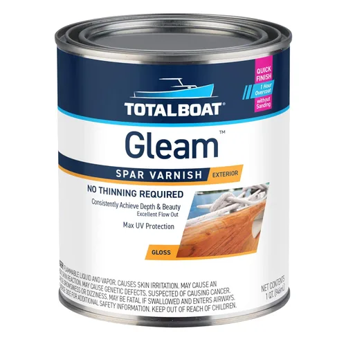 TotalBoat Gleam Marine Spar - Barniz brillante y satinado para madera, barcos y muebles de exterior (brillo, dos pintas)