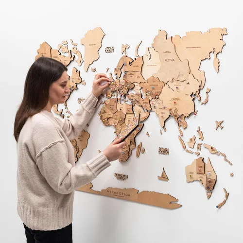 Miniatura 12 de ENJOY THE WOOD Mapa del Mundo de Madera 3D Arte de Pared Decoración de Pared Grande - Mapa de Viajes del Mundo - Idea de Regalo para Cualquier Terra