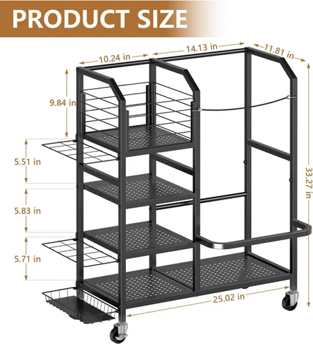 Miniatura 2 de Golf Bag Storage Organizer for Garage, Single Golf Bag Garage Organizer with Golf Club Rack, Shoe Shelves & Ball Storage, Rolling Golf Storage Rack