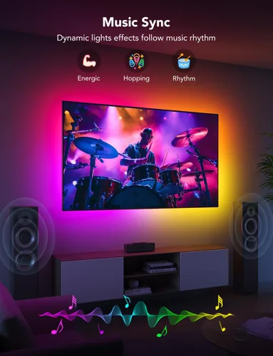 Miniatura 4 de Govee Tira de retroiluminación LED para TV, retroiluminación LED inteligente RGBIC para televisores de 40 a 50 pulgadas, sincronización de música