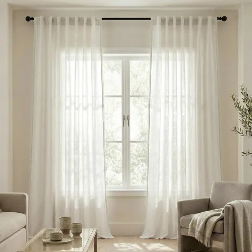 Miniatura 12 de Cortinas de lino azul claro de 90 pulgadas de largo para sala de estar, dormitorio de niñas, guardería, decoración acogedora de verano, bolsillo