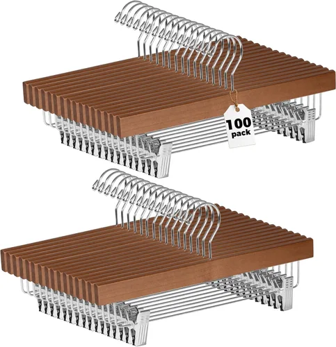 Miniatura 33 de Quality Hangers Perchas de madera para pantalones, paquete de 20 ganchos giratorios para ropa, falda de madera de loto, pantalones, pantalones