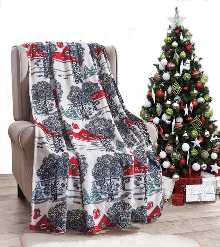 Miniatura 14 de Valerian Manta de Navidad de Terciopelo de Lujo Ultra Suave al Tacto Suave, Cálida, Acogedora Manta/Frazada de Forro Polar con Estampado