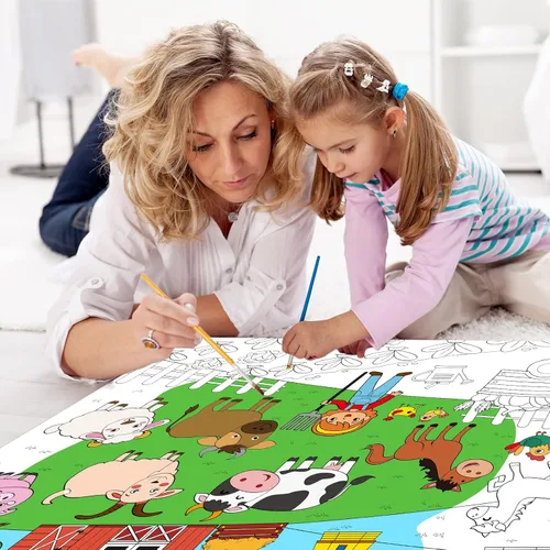 Miniatura 6 de Póster Gigante de Granja para Colorear para Niños Mantel Grande para Colorear Animales Papel de Rollo para Dibujar Libros Hojas Páginas Cubierta