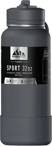 Miniatura 14 de Hydrapeak Botella de agua deportiva aislada de 32 onzas con tapa con popote, a prueba de fugas y derrames, mantiene las bebidas frías durante 24
