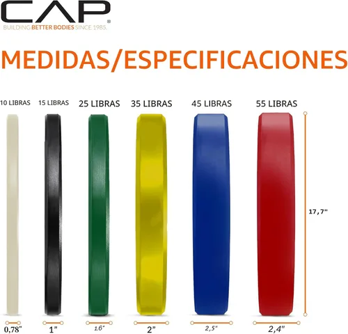 Miniatura 3 de CAP Juego de pesas olímpicas de 2 pulgadas 100-370 libras Varios colores Estante de almacenamiento opcional