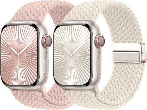 Miniatura 20 de Bandas elásticas trenzadas con cierre magnético compatibles con Apple Watch de 1.496 pulgadas, 1.575 pulgadas, 1.614 pulgadas, 1.654 pulgadas, 1.732