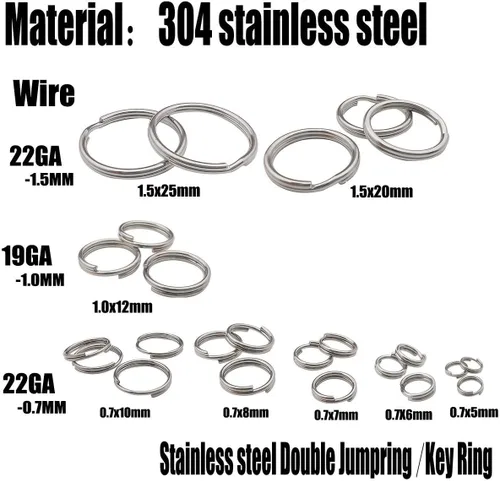 Miniatura 3 de 600 anillos de acero inoxidable para saltar de doble bucle, mini conectores para hacer joyas, collares, pulseras y aretes (0.028 x 0.197 in-12648)