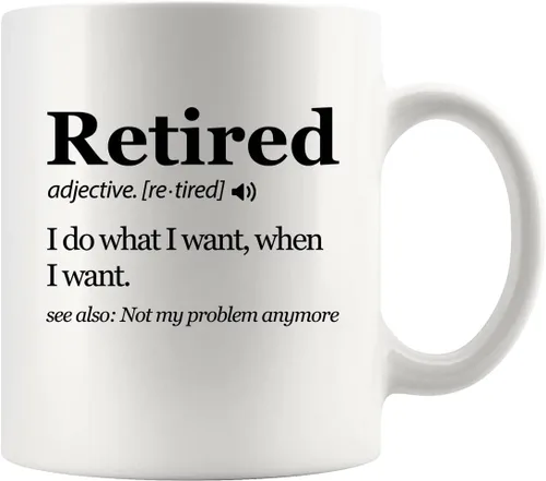 Miniatura 8 de Panvola Taza con texto en inglés "Retired Definition I Do What I Want When I Want Retirement Mug Not My Problem Anymore Going Away", regalo