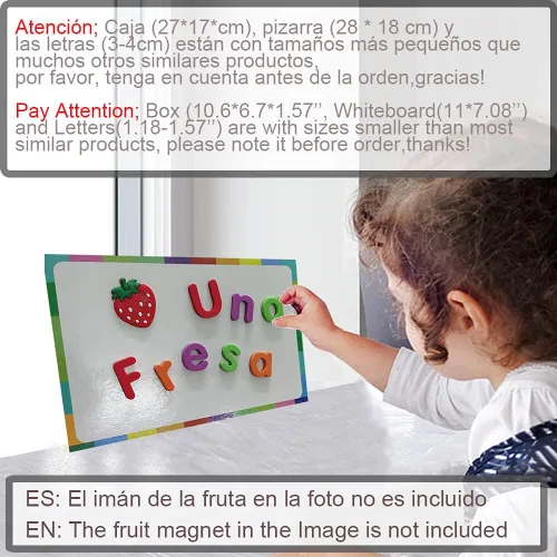 Miniatura 4 de Letras magnéticas del alfabeto en español e inglés y números ABC imanes pizarra, letras españolas y números magnéticos para niños, juguetes