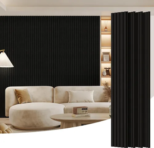 Miniatura 17 de Paquete de 2 paneles de madera para pared, paneles acústicos de listones de madera de 48 x 24 pulgadas, paneles acústicos para decoración de paredes