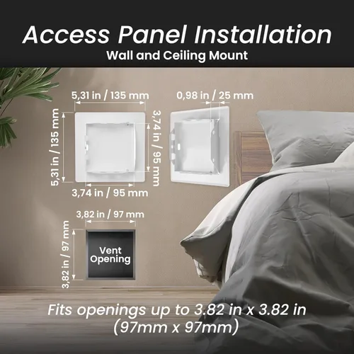 Miniatura 2 de Repa Market Panel de Acceso de 4 x 4 Pulgadas para Paneles de Yeso/Cubierta de Orificio de Pared de Acero con Recubrimiento en Polvo Blanco/Panel
