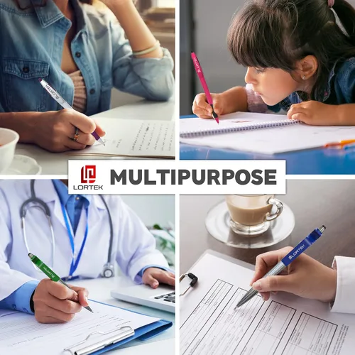 Miniatura 8 de Lortek - Paquete de 6 bolígrafos retráctiles para escribir – Punta media, tinta negra para tomar notas, diario, planificadores, escuela, trabajo