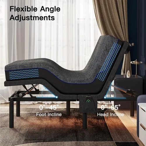 Miniatura 3 de Pipishell Base de cama ajustable individual XL y colchón de espuma viscoelástica de 14 pulgadas con masaje, base de cama eléctrica con espuma