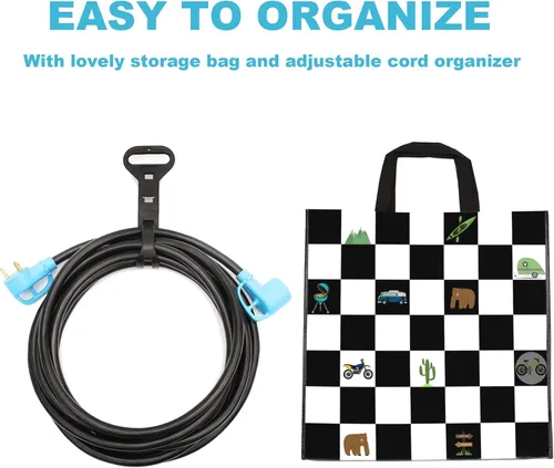 Miniatura 6 de CircleCord Cable de extensión de alimentación caravana de 30 amperios de 50 pies, resistente calibre 10, 3 alambres de cobre puro STW con mango