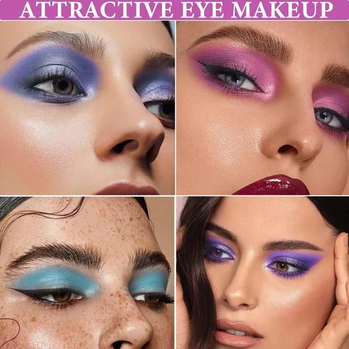Miniatura 7 de Paleta de sombra de ojos morada con purpurina, paleta de maquillaje de sombra de ojos mate brillante, paleta de maquillaje altamente pigmentada