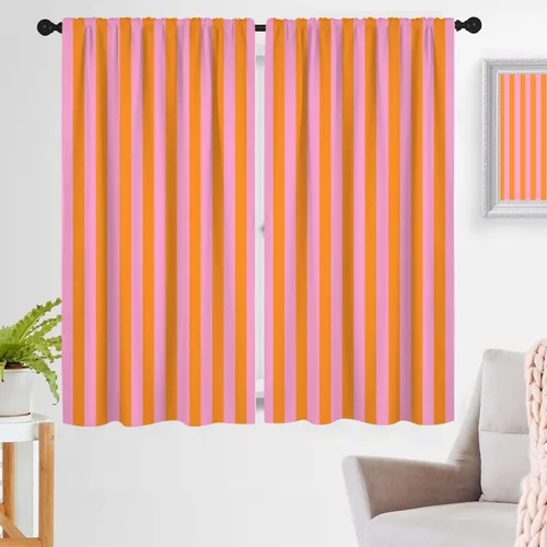 Miniatura 24 de zokyer Cortinas de ventana a rayas beige crema, modernas rayas verticales de 63 pulgadas de largo, 2 paneles, cortinas bohemias neutras para niños