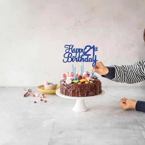 Miniatura 9 de Gyufise 1 decoración para pastel de cumpleaños número 10 con purpurina azul para tarta de 10 años de edad, decoraciones fabulosas para tartas