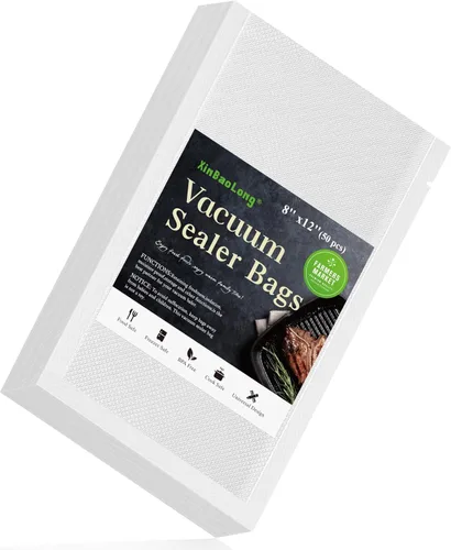 Vacuum Sealer Bags For Food - 50 Quart 8" x 12" - Commercial Grade BPA Free Bag - Durable Customized Size Food Vac Bags for Storage and Sous Vide