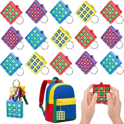 Miniatura 14 de Hicarer 16 llaveros de fiesta de Tic Tac Toe para fiesta de cumpleaños a granel, regalos de fin de año para estudiantes, niños de 8 a 12 años